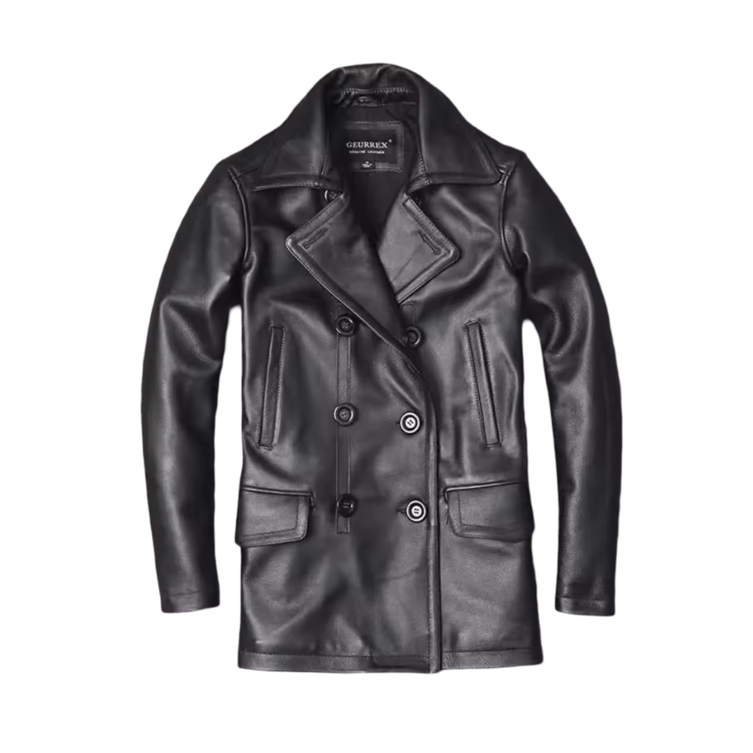 Laurentin | Veste en cuir croûte de cuir à double boutonnage