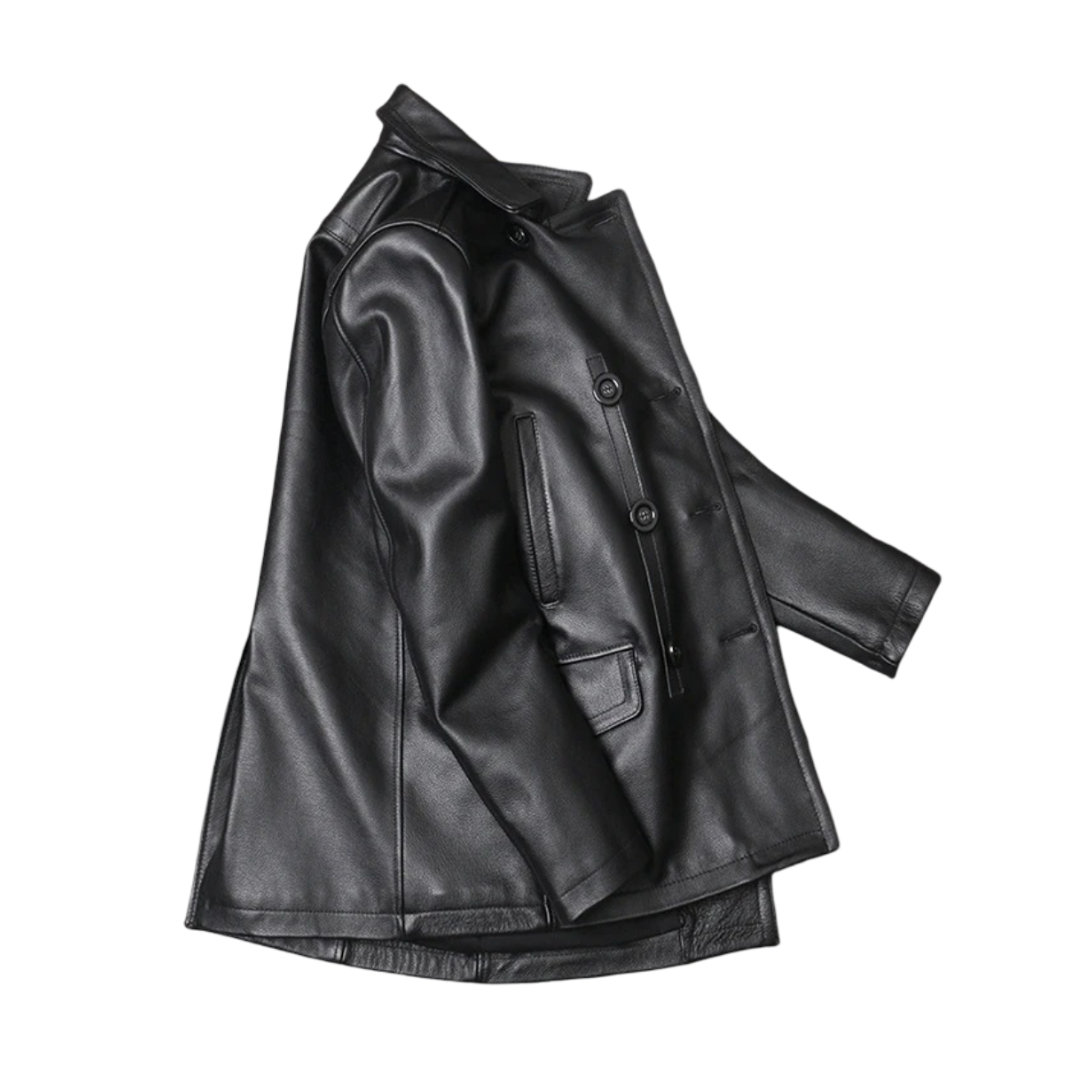 Laurentin | Veste en cuir croûte de cuir à double boutonnage