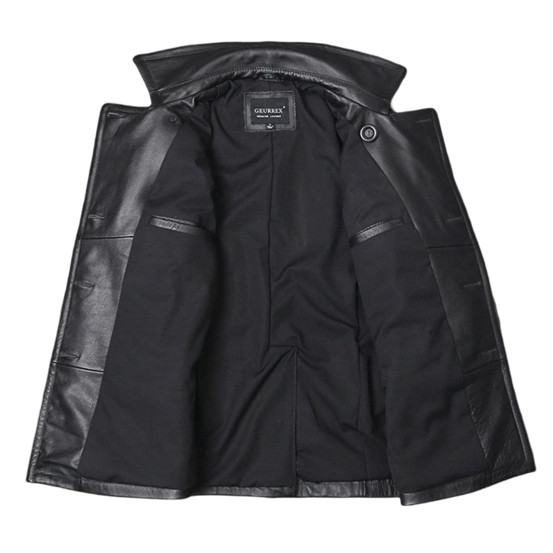 Laurentin | Veste en cuir croûte de cuir à double boutonnage