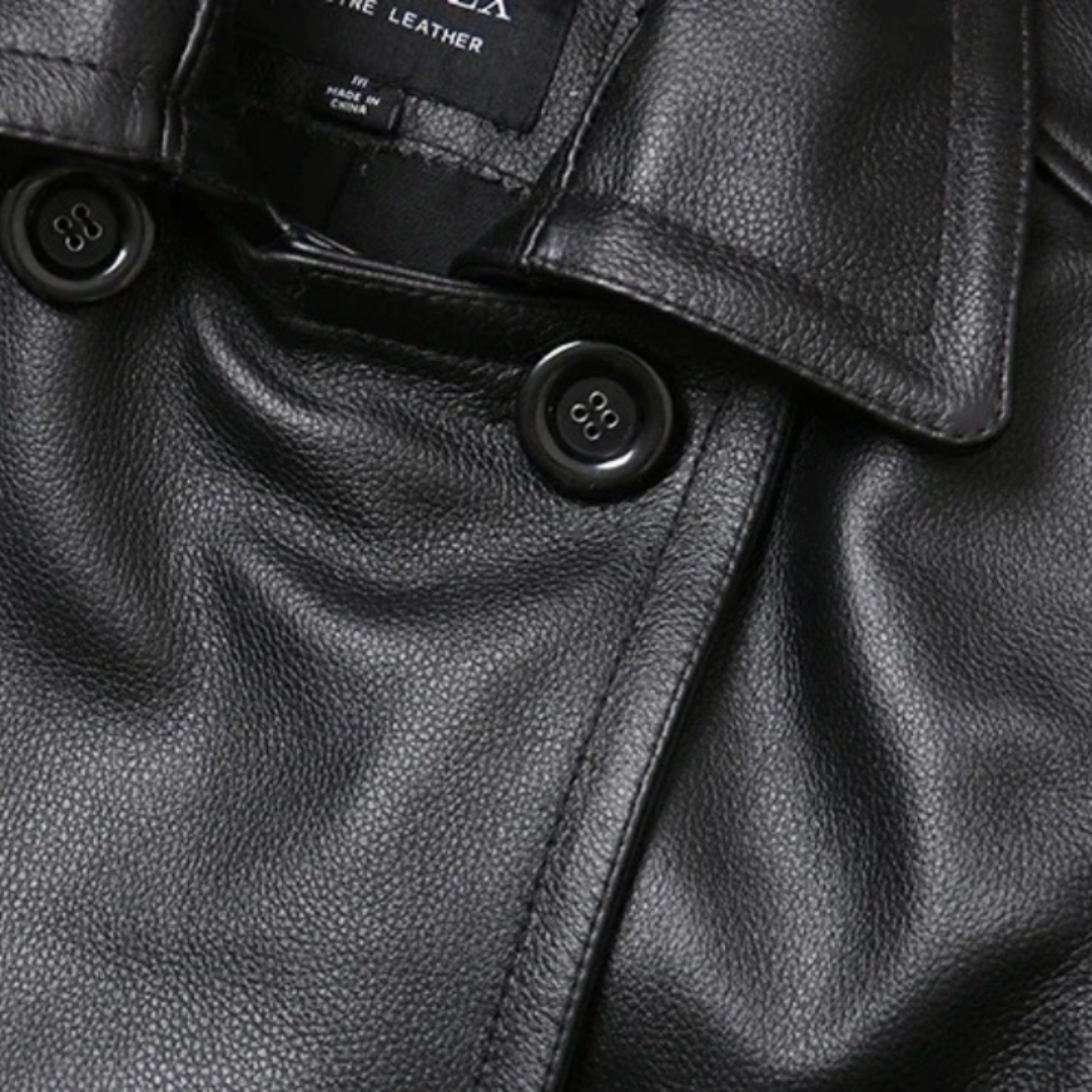 Laurentin | Veste en cuir croûte de cuir à double boutonnage