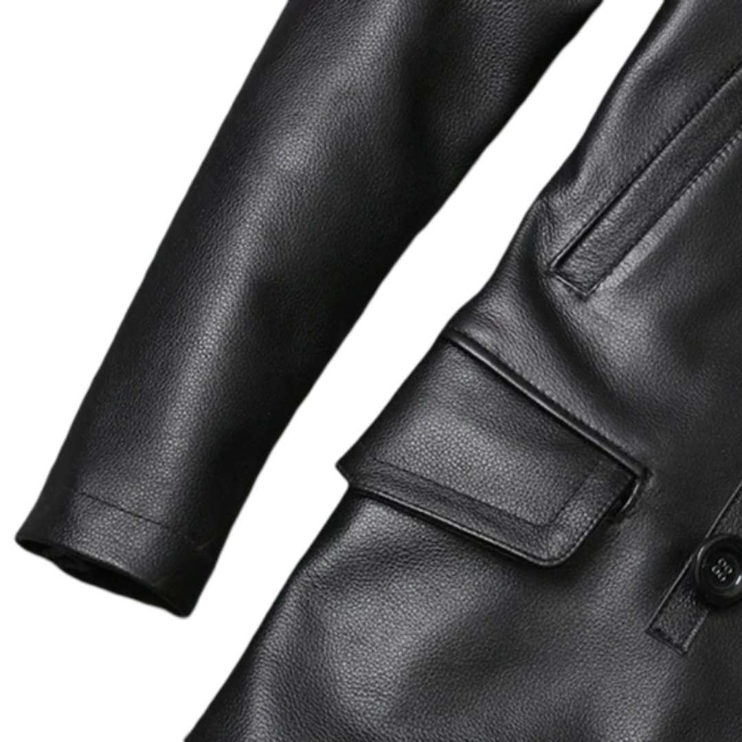 Laurentin | Veste en cuir croûte de cuir à double boutonnage