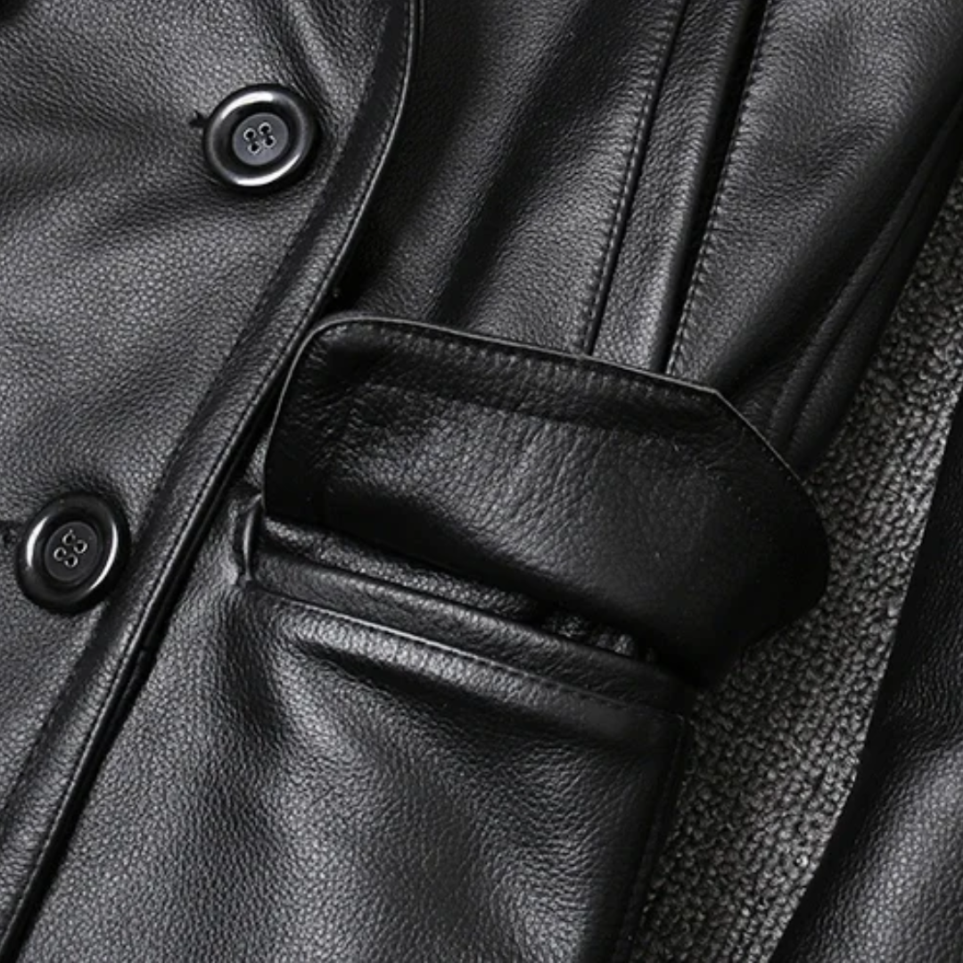 Laurentin | Veste en cuir croûte de cuir à double boutonnage