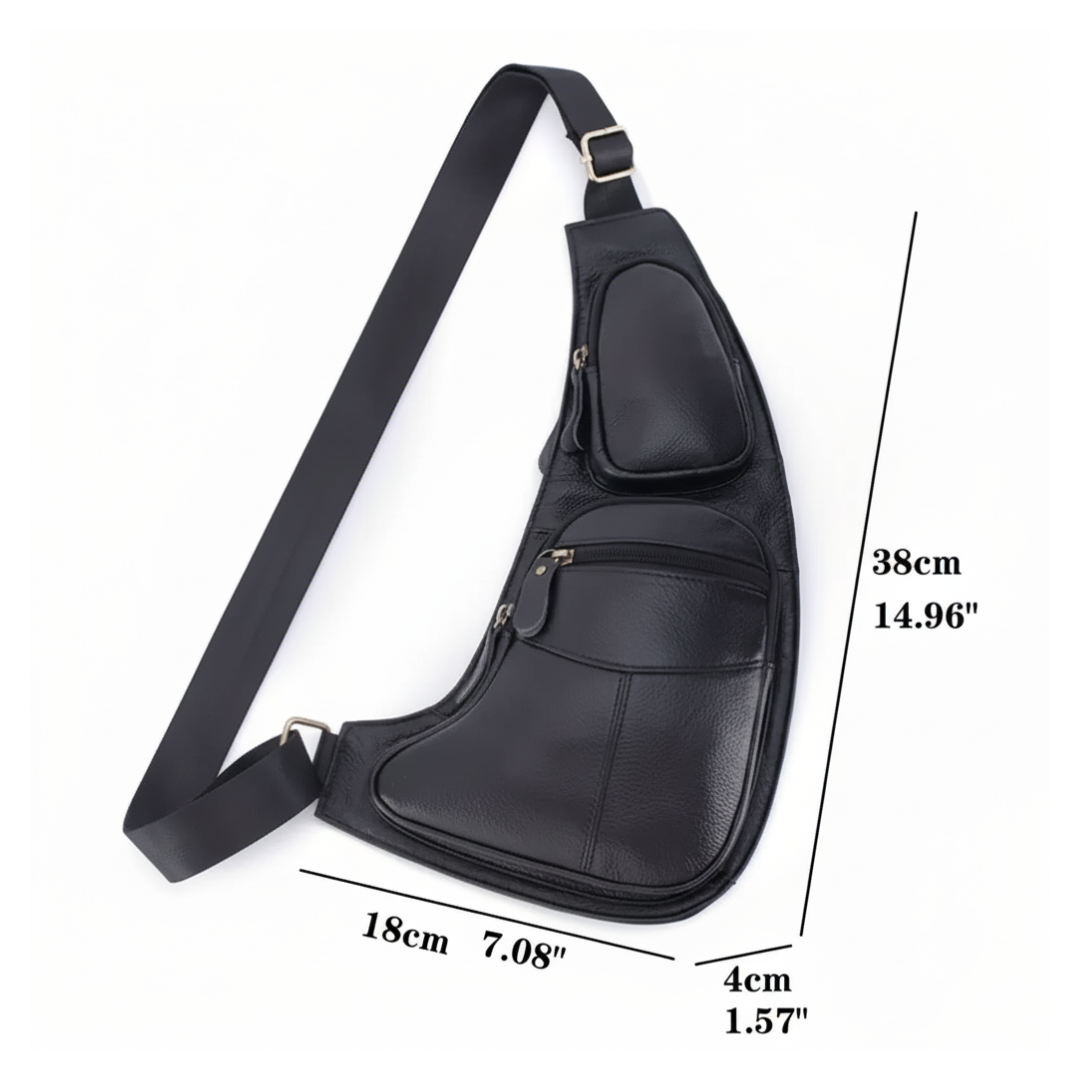 Christian | Sac bandoulière poitrine en cuir vintage