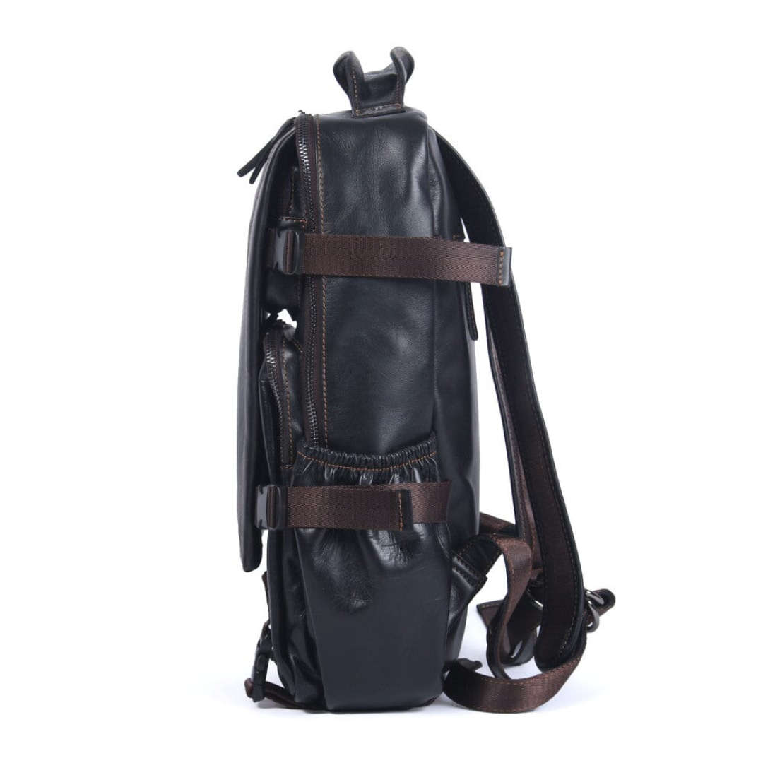 Oscar | Sac à dos en cuir noir pour homme – Travail et Voyage