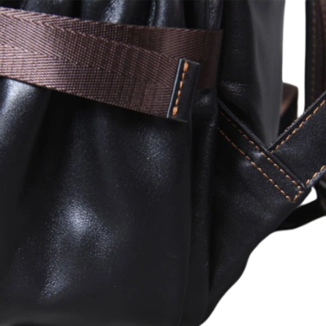 Oscar | Sac à dos en cuir noir pour homme – Travail et Voyage