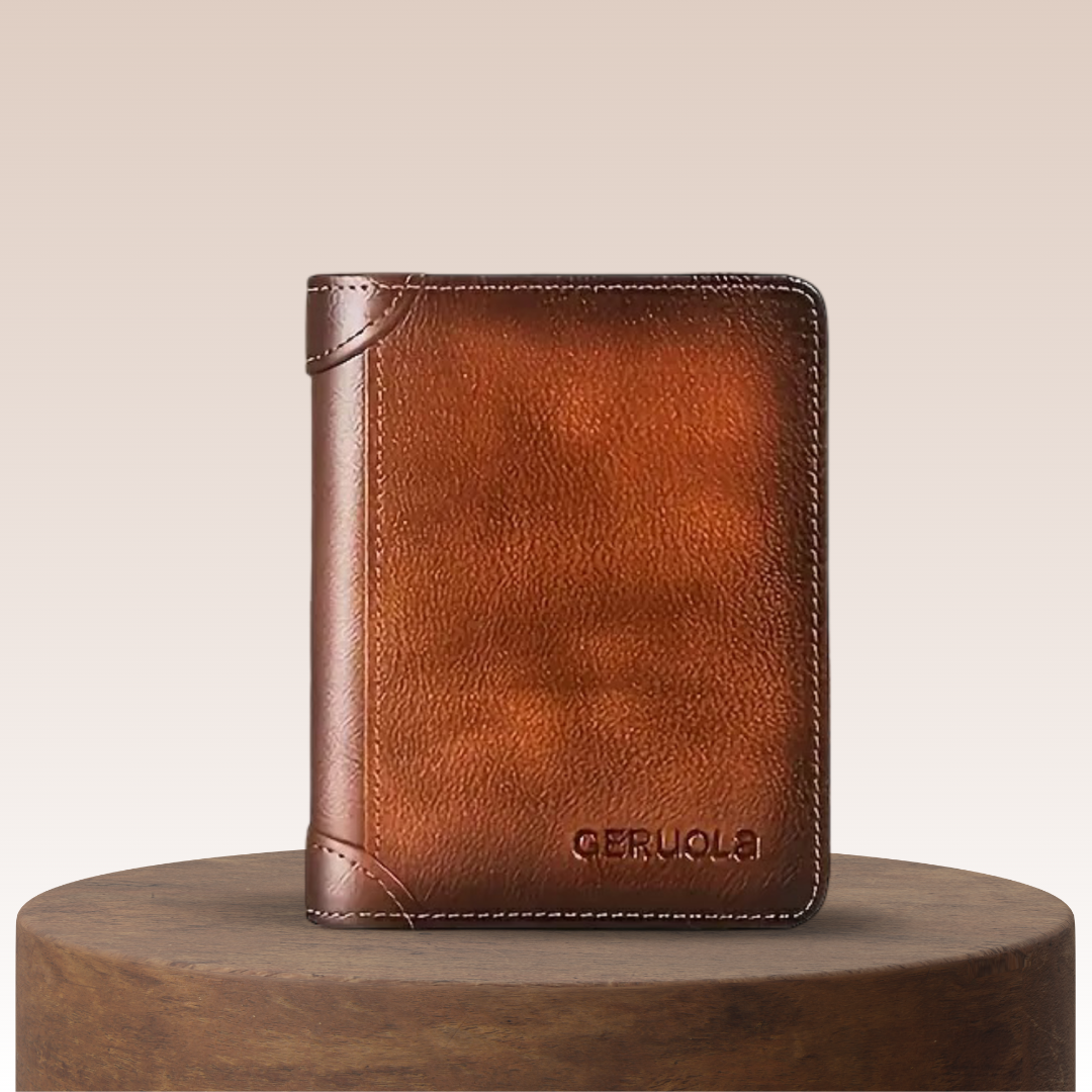 André | Portefeuille trifold en cuir véritable