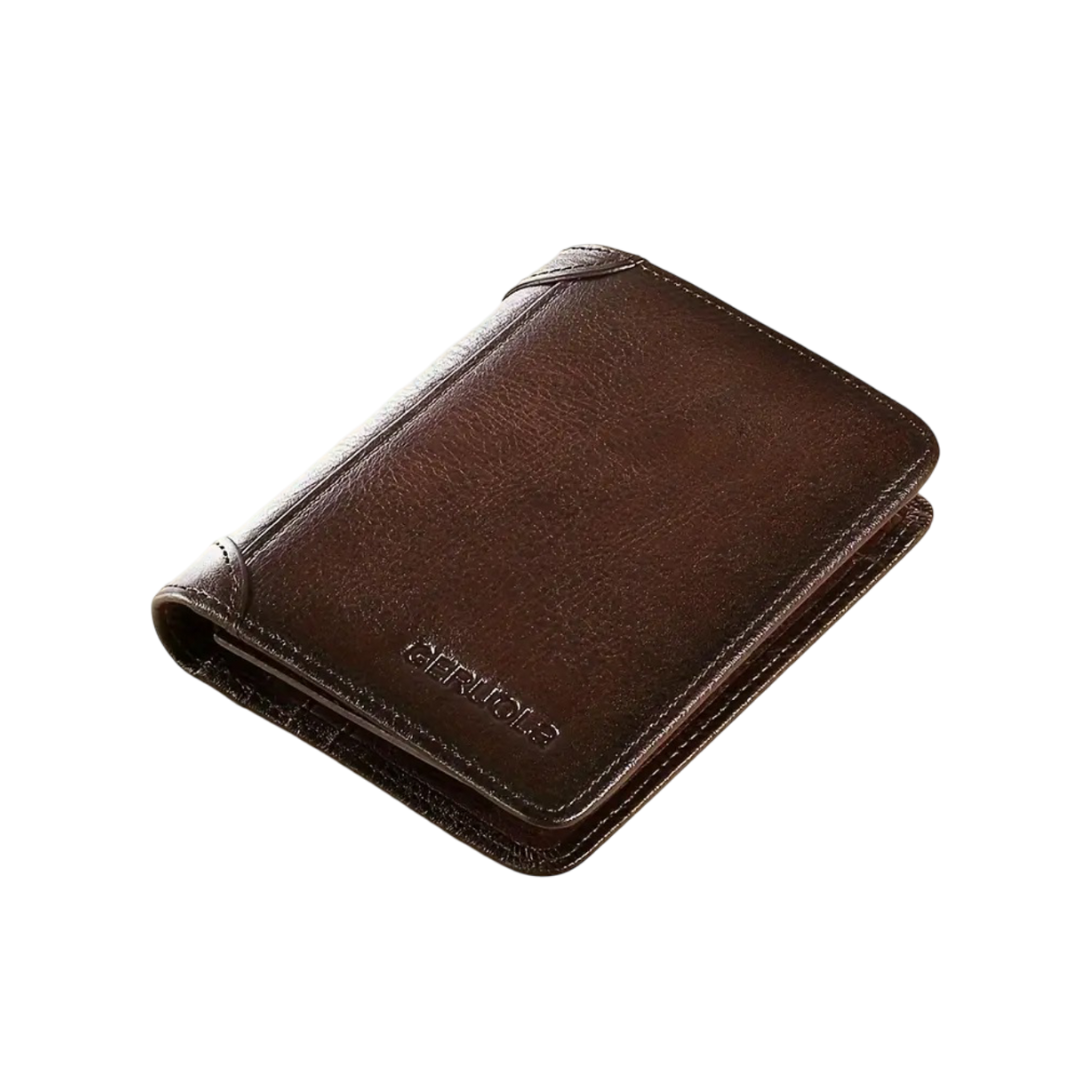 André | Portefeuille trifold en cuir véritable