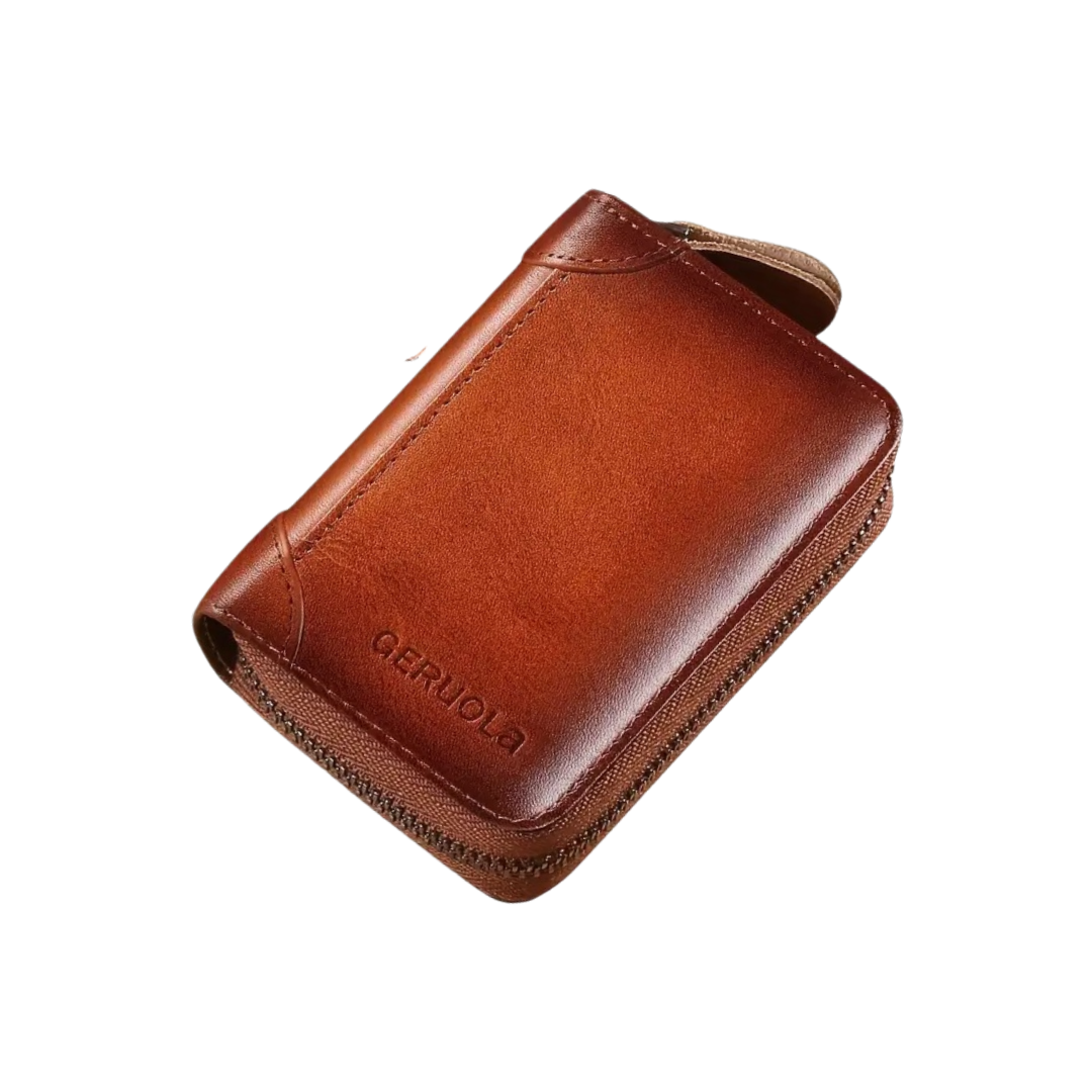 André | Portefeuille trifold en cuir véritable