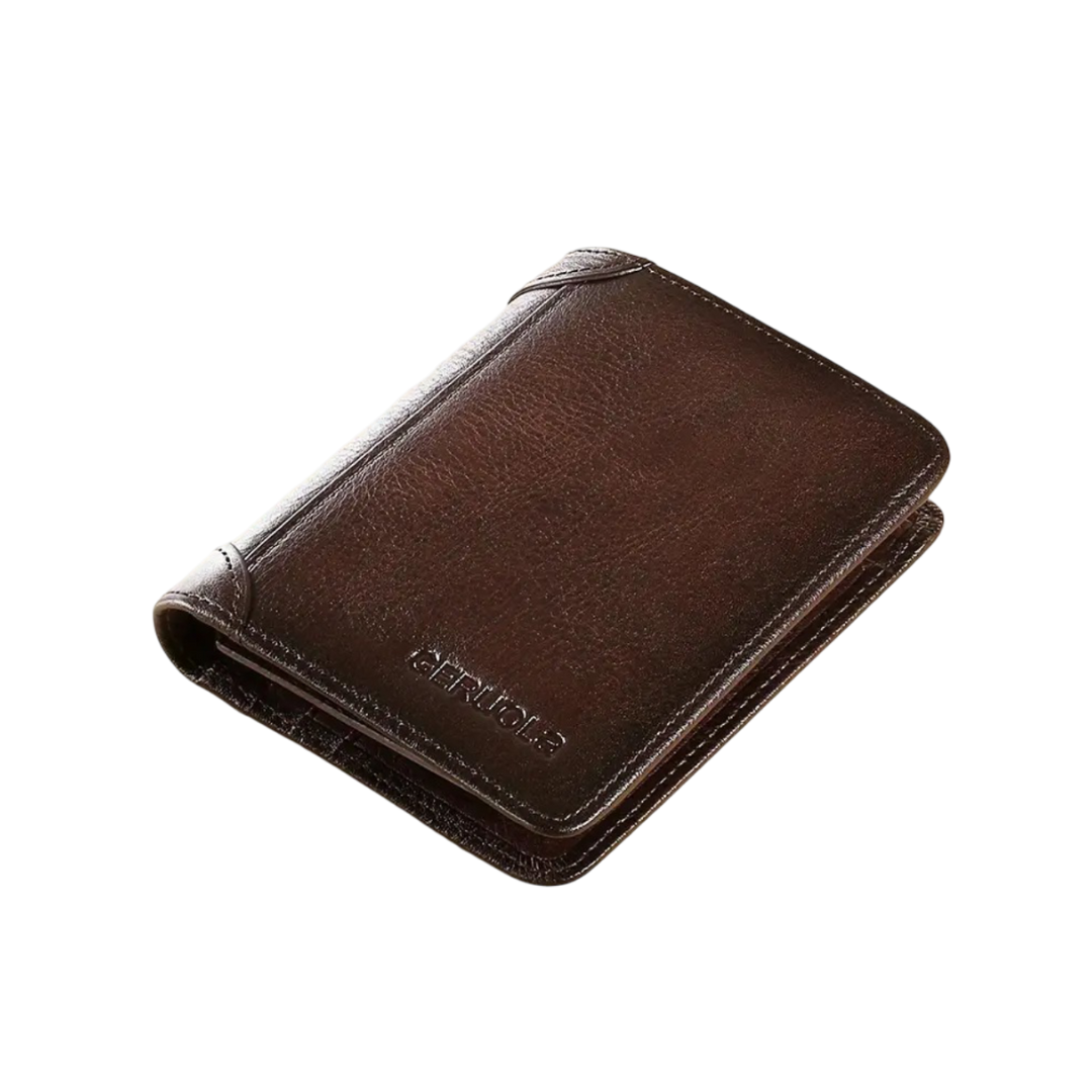 André | Portefeuille trifold en cuir véritable