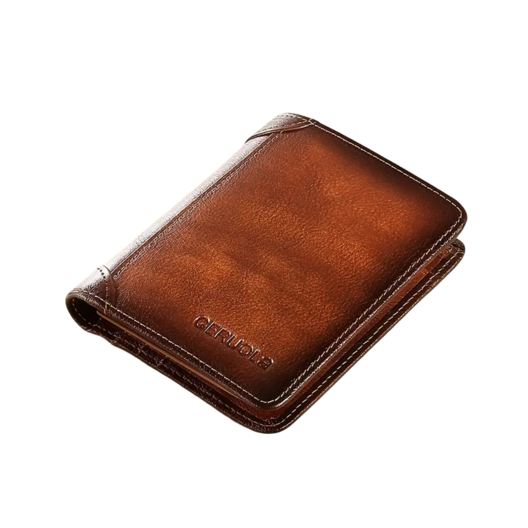 André | Portefeuille trifold en cuir véritable