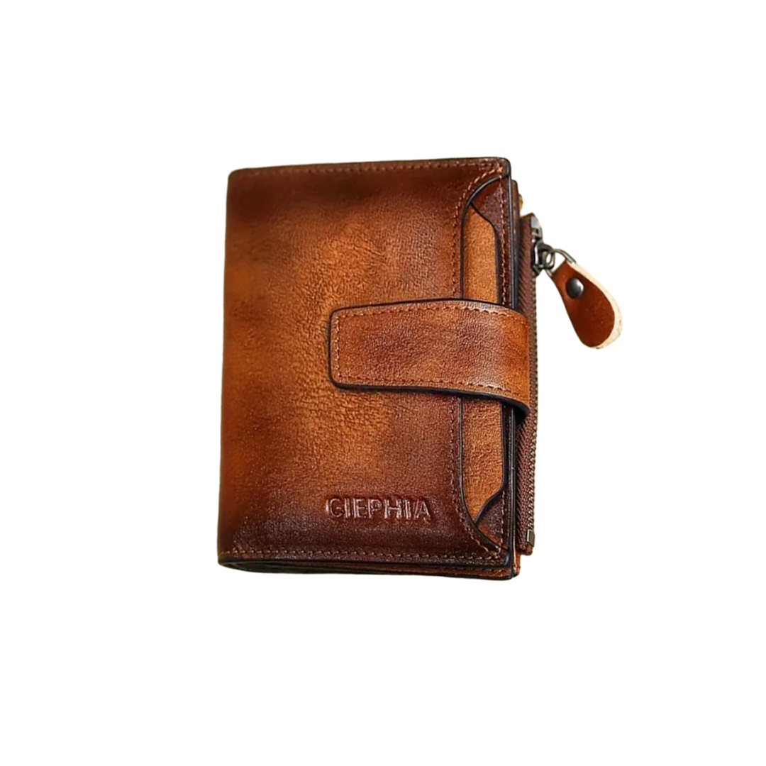 Maxime | Portefeuille vintage en cuir à double pli avec protection RFID