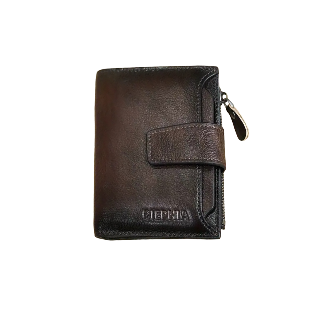 Maxime | Portefeuille vintage en cuir à double pli avec protection RFID