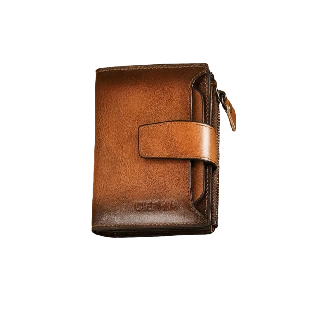 Maxime | Portefeuille vintage en cuir à double pli avec protection RFID