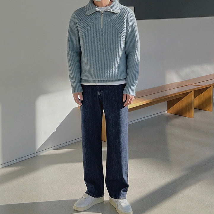 Chez Monsieur™ | Pull Azure à quart de zip