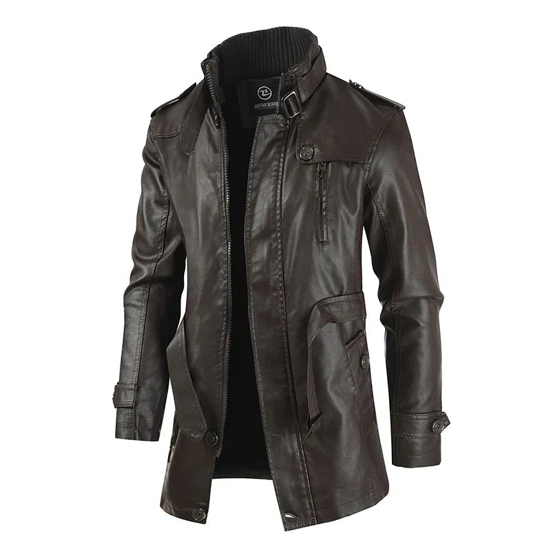Masson™ | Veste de biker en cuir longue élégante
