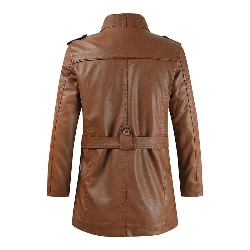 Masson™ | Veste de biker en cuir longue élégante