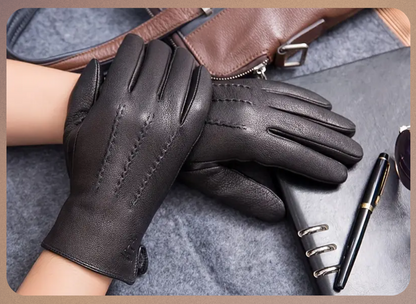 Raymond | Gants d’hiver en cuir de chèvre motif cerf