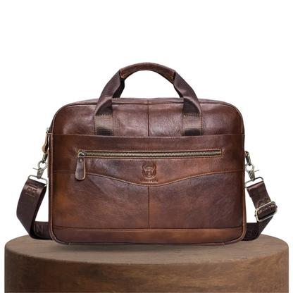 Paul | Sac ordinateur en cuir professionnel avec fermeture zippée incurvée