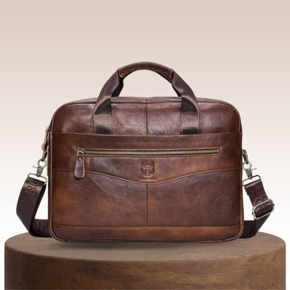Paul | Sac ordinateur en cuir professionnel avec fermeture zippée incurvée