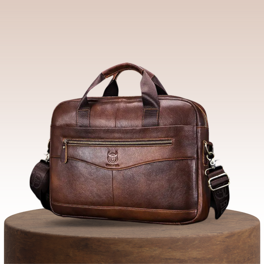 Léonard | Serviette en cuir classique avec zip frontal