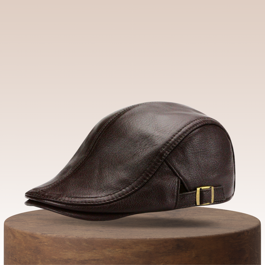 Léonidas | Casquette gavroche en cuir véritable à taille ajustable