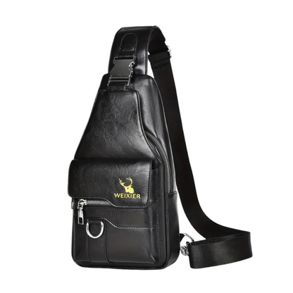 Justin | Sac bandoulière vertical avec rabat et fermetures éclair sécurisés