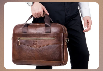 Léonard | Serviette en cuir classique avec zip frontal