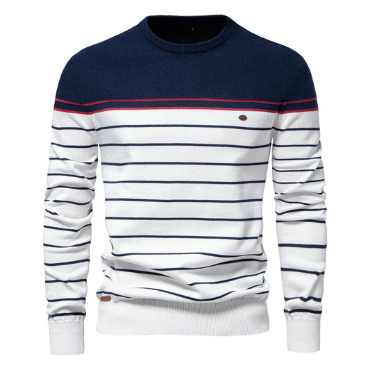 Adrien™ | Pull Rayé Marin
