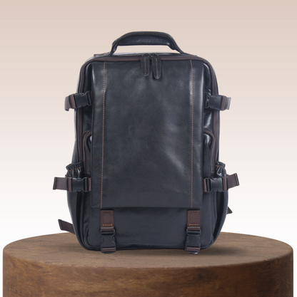 Oscar | Sac à dos en cuir noir pour homme – Travail et Voyage
