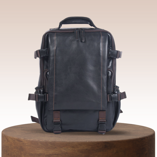 Oscar | Sac à dos en cuir noir pour homme – Travail et Voyage