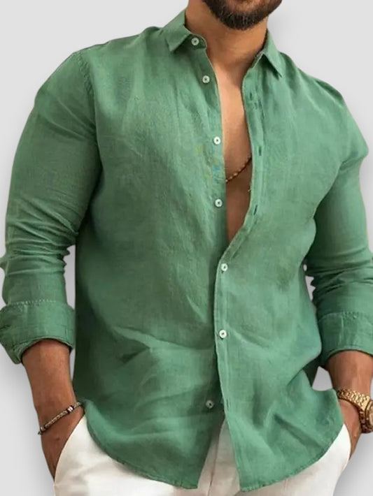 Nantes™ | Chemise classique en coton et lin à boutons