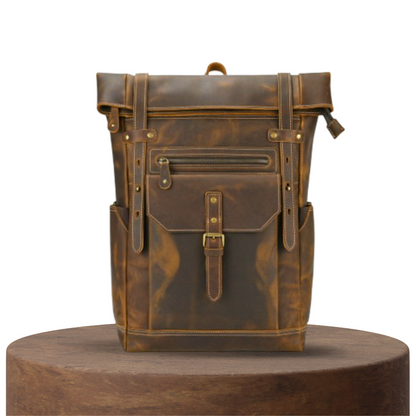 Noël | Sac à dos en cuir vintage à fermeture roulante