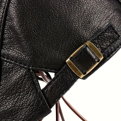 Léonidas | Casquette gavroche en cuir véritable à taille ajustable