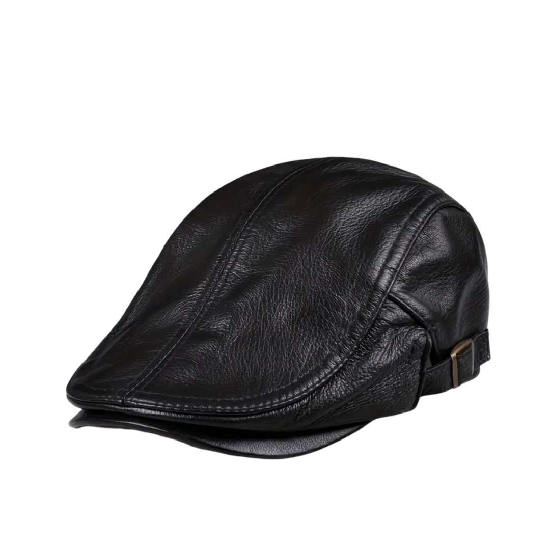 Léonidas | Casquette gavroche en cuir véritable à taille ajustable