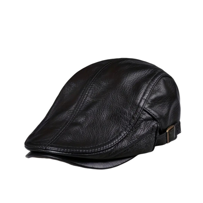 Léonidas | Casquette gavroche en cuir véritable à taille ajustable