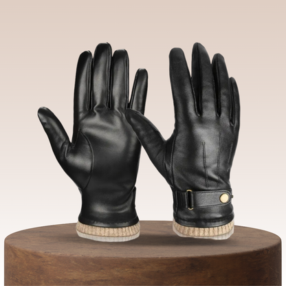 Guy | Gants en cuir avec bord-côte