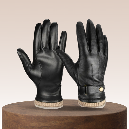 Guy | Gants en cuir avec bord-côte