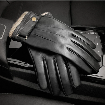 Guy | Gants en cuir avec bord-côte