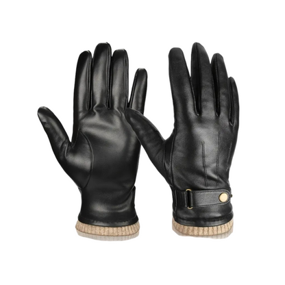 Guy | Gants en cuir avec bord-côte