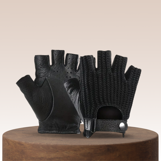 Pascal | Gants de conduite en cuir tricoté sans doigts