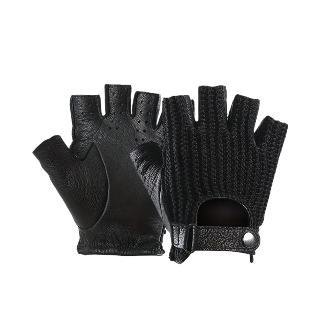 Pascal | Gants de conduite en cuir tricoté sans doigts