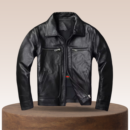 Thierry | Veste en cuir style camionneur robuste