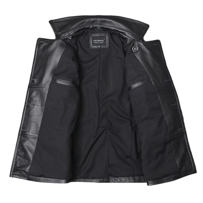 Laurentin | Veste en cuir croûte de cuir à double boutonnage