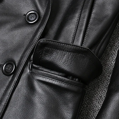 Laurentin | Veste en cuir croûte de cuir à double boutonnage