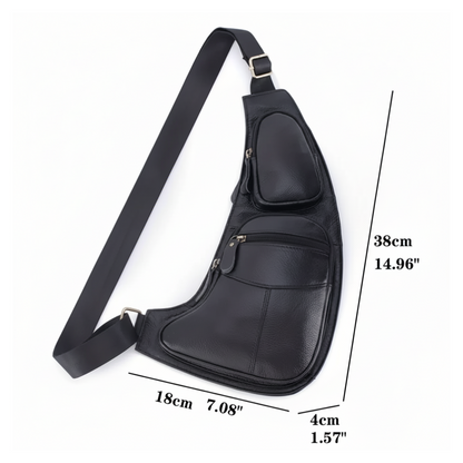 Christian | Sac bandoulière poitrine en cuir vintage
