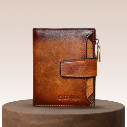 Maxime | Portefeuille vintage en cuir à double pli avec protection RFID