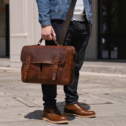 René | Sac messager rétro en cuir