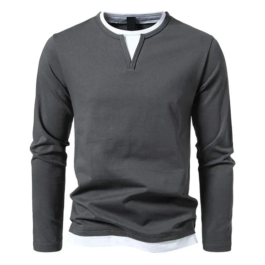 Léonard™ | T-shirt manches longues premium en coton peigné