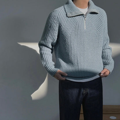 Chez Monsieur™ | Pull Azure à quart de zip