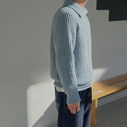 Chez Monsieur™ | Pull Azure à quart de zip